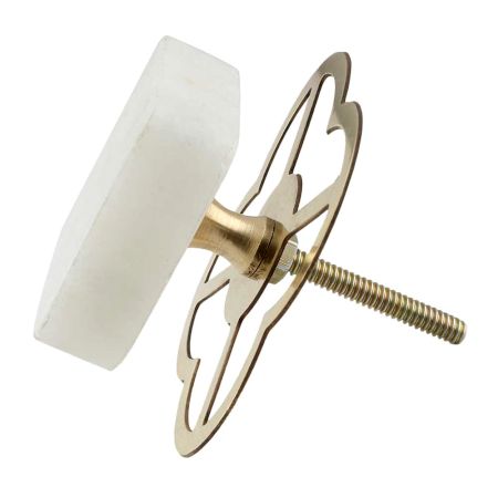 White Stone Square Cabinet Knobs